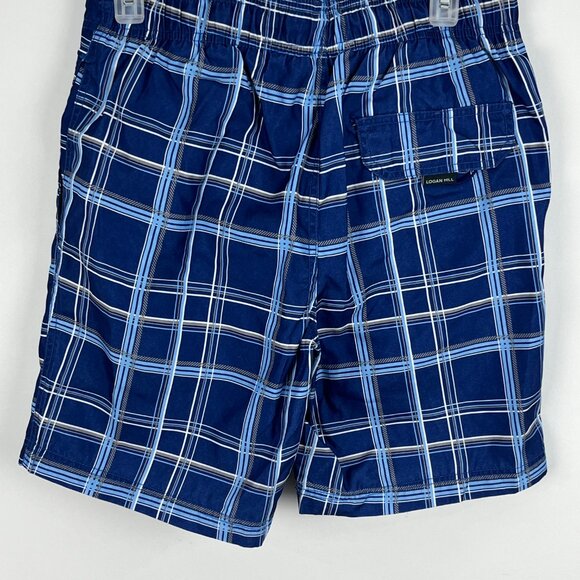 Logan Hill Swimwear Shorts Size S Blue Plaid Elastic Waist 30-32in Inseam 8in - Picture 6 of 9